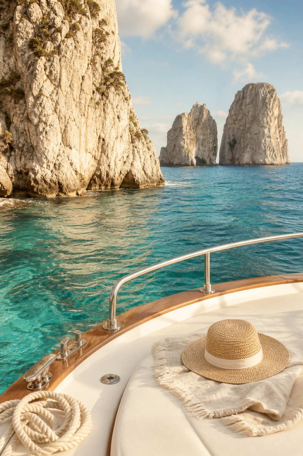 Capri limestone cliffs and turquoise water
